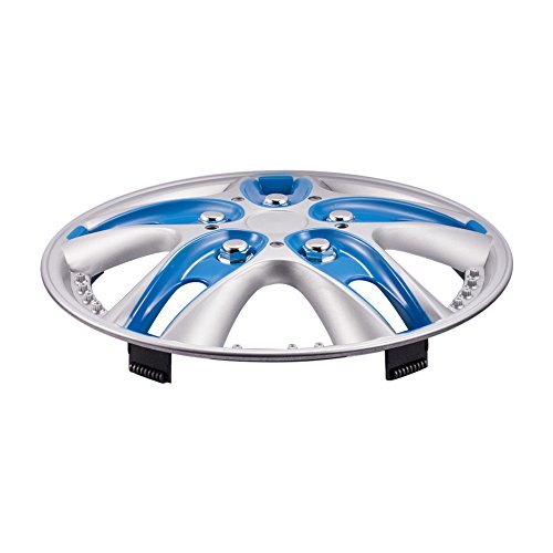12 Inch Blue ABS Plastic Hubcaps Premium Double Coated Car Vehicle Wheel Rim Skin Cover (Pack of 4) - Thumbnail 3