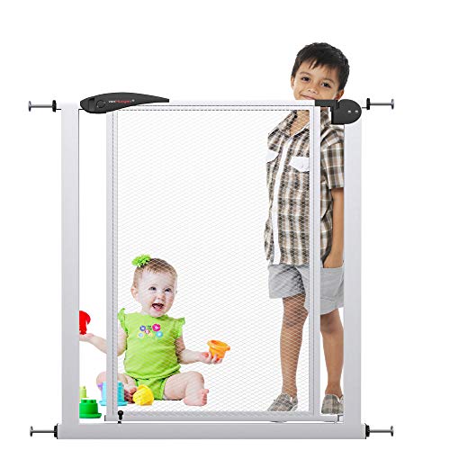VISTA S Puerta de seguridad para escaleras y puertas | 90cm extra alta - sin perforación | anchos 70-80 cm | niños perros bebé