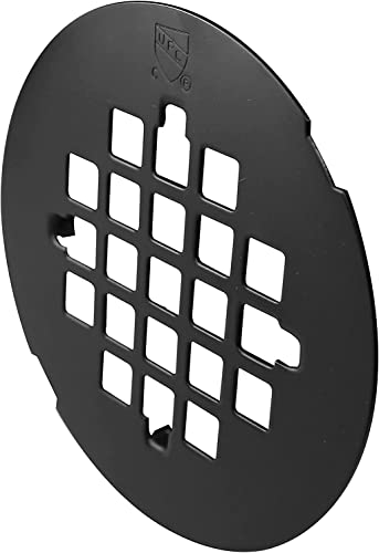 Image of Westbrass A206P-62 2 inch No-Caulk PVC Compression Shower Drain with 4-1 /4 inch Round Grid Cover, Matte Black
