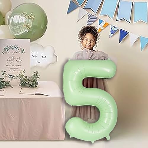 Image of Solid Green 5 /Five Number Foil Balloons 32 inch Toy 5th Birthday Party Decoration Helium Supported