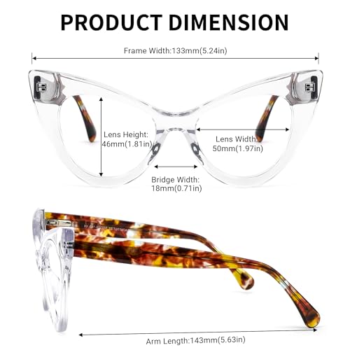 Image of Zeelool Retro Cat Eye Glasses for Women Eyeglasses Frame with Non-prescription Clear Lens ZJGA747707-01 Crystal