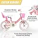 Glerc Maggie Girls Bike, 14 Inch Kids Bike for 3-5 Years Old Children, Princess Style Kids Bicycle with Doll-Seat & Basket & Training Wheels, Pink & White