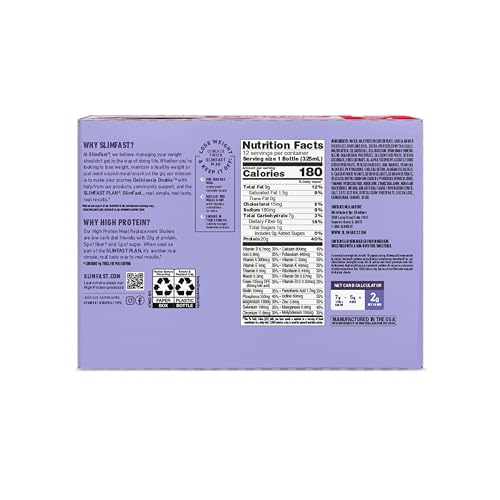 slimfast advanced energy high protein meal replacement shake creamy chocolate 20g of ready to drink protein 11 fl oz bottle 12 count