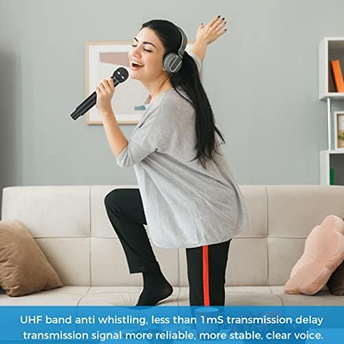 Asmuse Wireless Dual UHF Handheld Microphone System Professional Bluetooth Microphone with Receiver for Karaoke Party, KTV, Church, Home