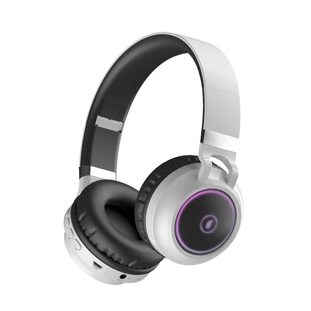 Auriculares Plegables con Bluetooth 5.0, Auriculares con Cable E Inalámbricos En La Oreja/sobre La Oreja con Micrófono, FM, SD/TF, Tiempo De Reproducción De 25 Horas,Blanco