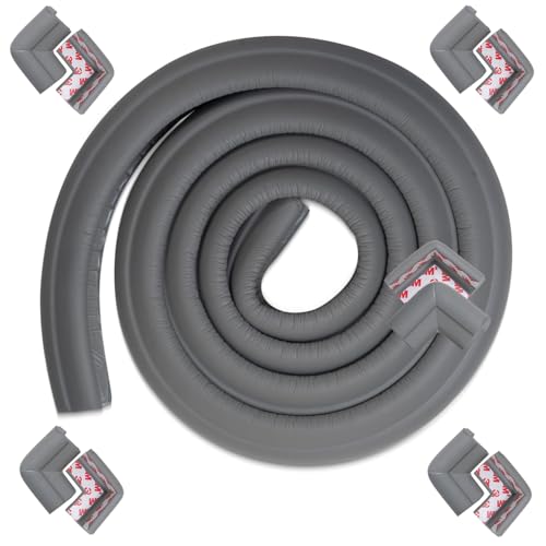 Image of BAYBEE Corner Protector for Baby, Baby Proofing Cushion Guards with 6.5ft Edge Strip & 10 Pcs, Child Safety Protector for Furniture, Table Corners Edge Protector for Kids (Grey)