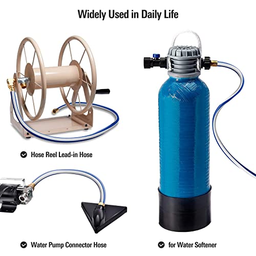 Solution4Patio Garden Hose Short 3/4 In. X 10 Ft. Water Hose Blue Lead-In Hose Male/Female High Water Pressure With Solid Brass Fittings For Water Softener, Dehumidifier, Vehicle 8 Years Warranty #TOP4