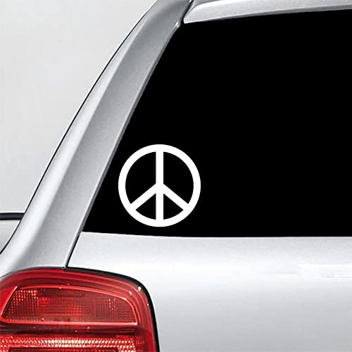 Image of Peace Sign Love Symbol Decal Vinyl Sticker for Car Truck Window Bumper Laptop White 2 Pack