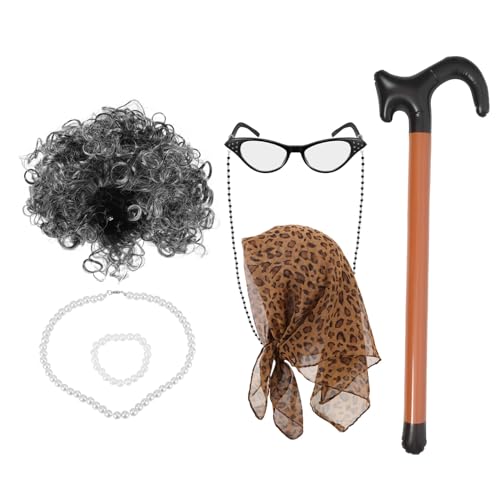 Postiche cosplay femme gris foncé pour déguisement vieille dame soirée