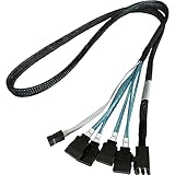 HighPoint(ハイポイント) 変換ケーブル 1メートル SFF-8643 to コントローラー & 4 x SATA to 4 x SATA ドライブケーブル 8643-4SATA-1M