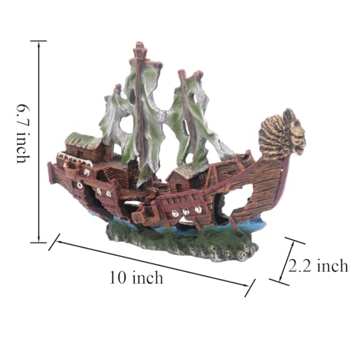 Image of Ulifery Aquarium Boat Shipwreck Sunken Pirate Ship Resin Fish Tank Decorations Aircraft Carrier for Betta