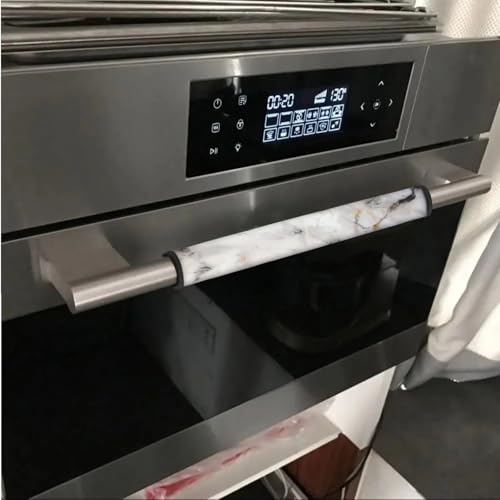 Image of Refrigerator Door Handle Covers Set of 6 Kitchen Electrical Appliances Handle Protector Anti-Slip Fridge Microwave Oven Decor and Accessories, Gray White Marble Print