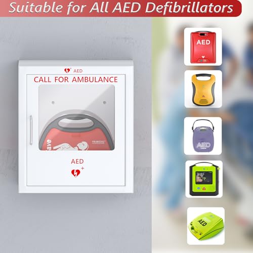Image of AED Defibrillator Cabinet Fits All Brands of AED, Clear Window Storage Cabinet with Handle & Snap Lock, for Home, Office, Hospital and Public Places, 14.2 x 7.9 x 15.8 Inch