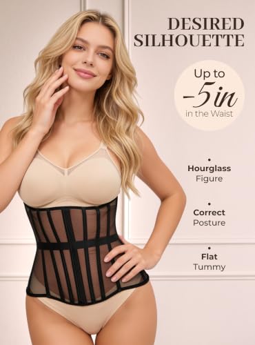 Image of Mesh Corset Waist Trainer for Women - Underbust Corset Lace Up - Waist Cincher Shapewear - Body Shaper