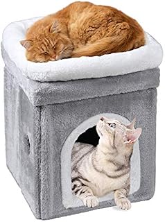 Cat Beds Pet Beds Collapsible Cat House Cat Cave Pet Bed Cat House Dog Bed Cat supplies Pet supplies (Small, Grey1)