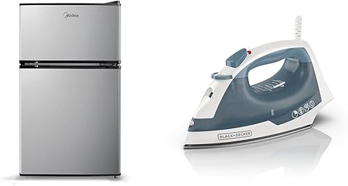 Midea WHD-113FSS1 Refrigerador compacto, 3.1 pies cúbicos, acero inoxidable y hierro textil BLACK+DECKER IR40V, estándar