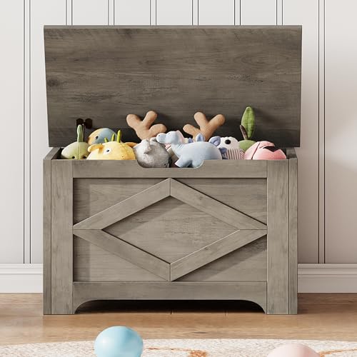 GAOMON Storage Chest, Wooden Toy Storage Bench, Modern Style Lift-Top Toy Chest with Safety Hinge for Entryway, Bedroom, Living Room, Supports 300 Lb and Easy Assembly