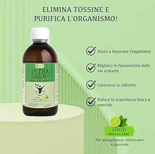 Drenante Forte Dimagrante Anticellulite - Diuretico Naturale Detox Fegato e Intestino con estratti naturali - Gusto Menta e Lime - Made in Italy - 500 ml