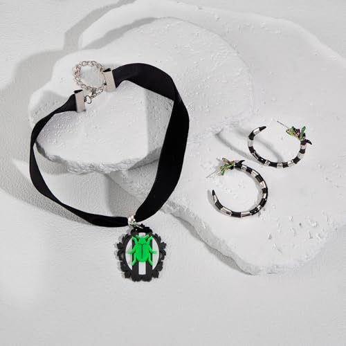 Coral Snake Earrings Halloween Beetle Necklace Set Hoop Earrings Cosplay Costume Accessories2