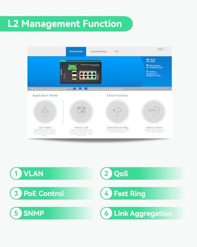 Image of LINOVISION Industrial 8 Ports L2+ Managed Solar PoE++ Switch with RS485 | DC12~57V Input, 4 BT PoE++ Ports, Configurable 24V Passive PoE Output, DC24V Output, Cloud managed 12V PoE Switch, NDAA