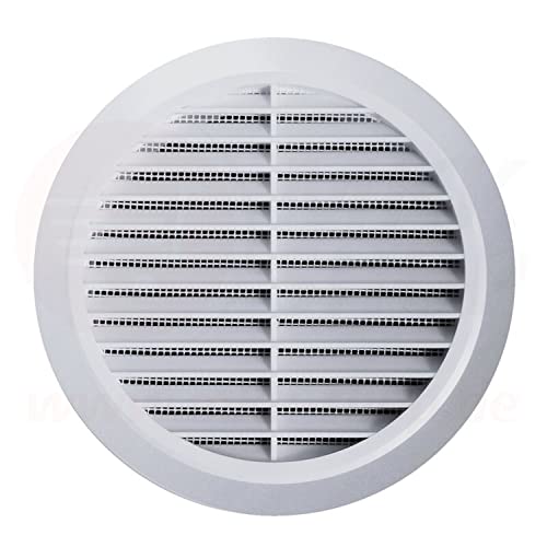 MKK Lüftungsgitter Garage ASA Kunststoff weiß Ø 110 mm Tür Bad WC Zuluft Abluft rund Insektennetz Küche Lüfter Gitter Abschlussgitter