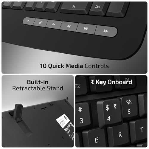 Image of iBall ClickSet S600 Wireless Keyboard & Mouse Combo, 114-Key Full Size Keyboard, 10 Media Keys, Retractable Stand, 1600 DPI Mouse, 6 Buttons, 3-Level DPI, High Precision