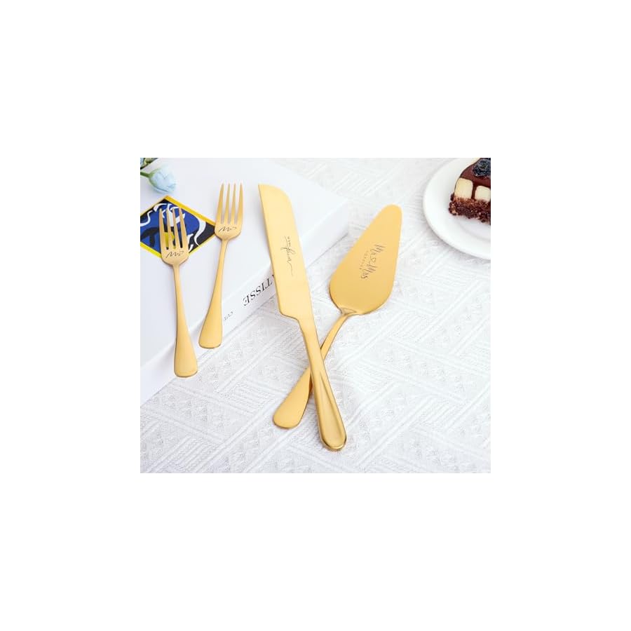 Wedding-Cake-Knife-and-Server-Set-Cake-Cutting-Set-for-Wedding-Gifts-Gold VARLKA Wedding Cake Knife and Server Set, Cake Cutting Set for Wedding Gifts (Gold)