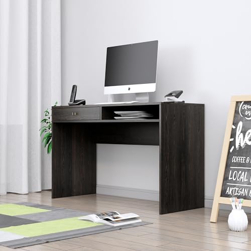 Image of Bniture Wooden Study Table for Home | Engineered Wood Study Table with Storage Shelf & Drawer | Multi Purpose Computer Desk for Writing & Study | Laptop Table for Study Room & Office | Flower Wenge