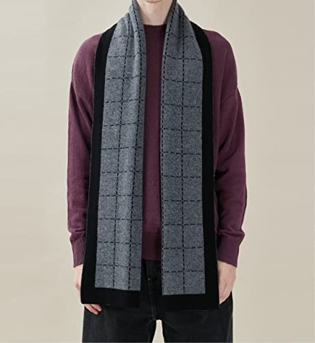 Vcaden Wrap Shawl Scarf Cold Weather Scarves Men's Cashmere Scarf Lattice Knitted Soft Neck Warm Scarves (Color : Onecolor, Size : 180 * 30Cm) #TOP3
