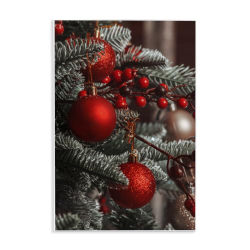 Hanging Red Ornaments, 13 x 19 Inch Mounted Print on Wall Plaque