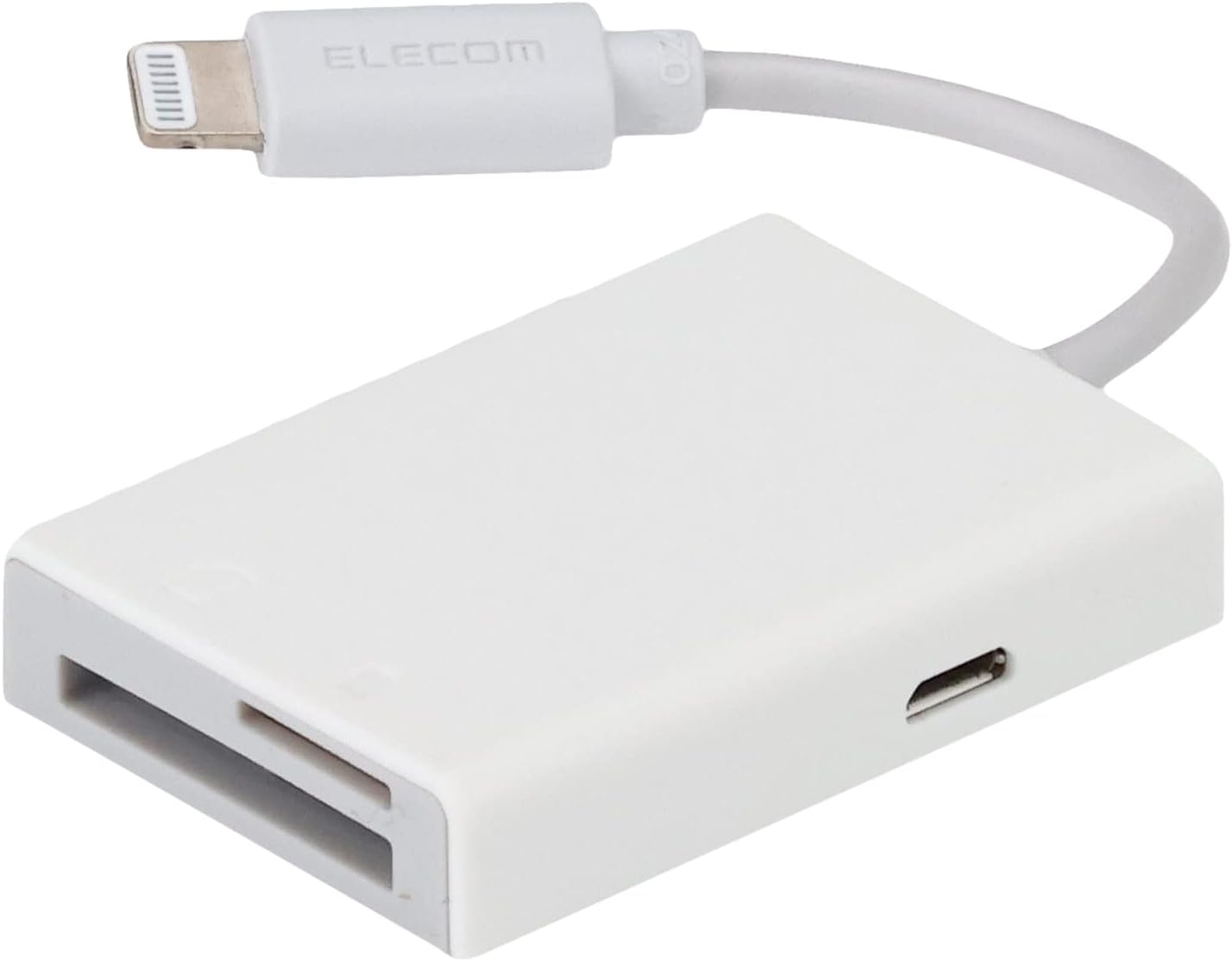 Elecom MR-LC201WH Card Reader, Lightning Connector Connection [Made for iPhone/iPad Acquisition], Type-C Adapter, SD+MicroSD Compatible, Mac Windows, Cable Length 2.8 inches (7 cm), White