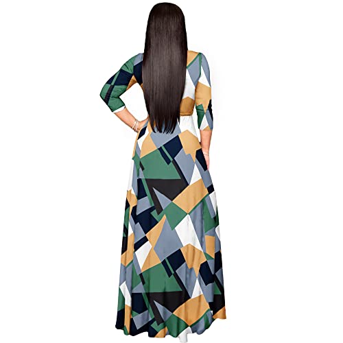 Image of FANDEE Plus Size Maxi Dress for Women Casual Summer Sundress V-Neck 3 /4 Sleeve