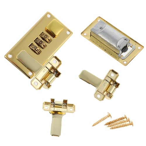 Image of Suitcase Combination Lock 2 Pcs 3 Digit Luggage Combination Lock Toolbox Hasp with Screws Need to Install (Gold)
