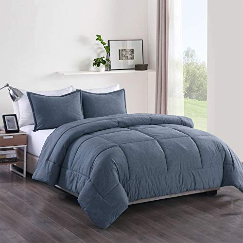 Cotton Loft Messy Bed Washed Cotton Comforter Set, Txl, Blue #TOP1