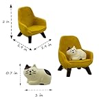Miniature Cat Figurines with Small Sofa - Resin Mini Cat Figures, Kitten Miniature Desk Accessories - Perfect Cute Cat Gift for Cat Lovers(Yellow Sofa) - Image 2