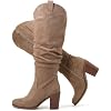 Luoika Women's Extra Wide Calf Cowboy Knee High Boots, Wide Width Cowgirl Slouchy Boots Chunky Pump Heel Plus Size Western Boots.