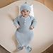 Fernvia Baby Sleeping Bag with Hat Long Sleeve Newborn Striped Gown Infant Swaddle (Blue, Newborn)