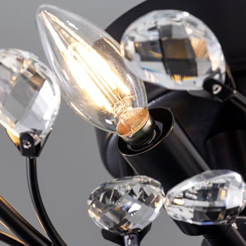 Chende シーリングライト レトロ クリスタル 5灯 照明 LED 対応 インテリア照明 リビング照明 天井照明 ペンダントライト おしゃれ シャンデリア ブラック 黒 天井 アンティーク 姫系 シンプル リビング 寝室 ダイニング用 食卓用 一人暮らし CEI-CRY-02-BLACK [4]