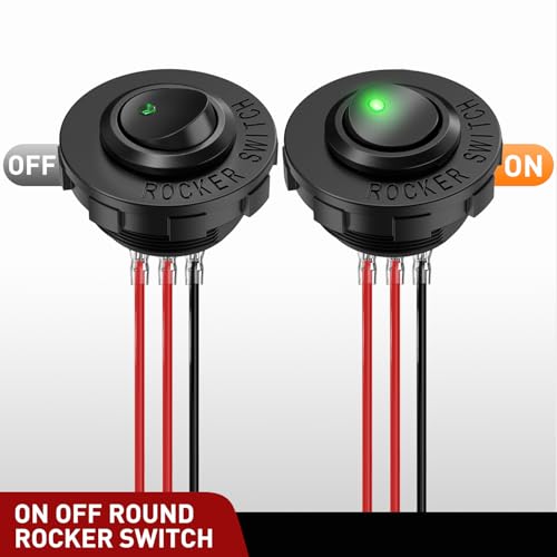 Image of Nilight 1PC Round Rocker Switch with 12V 24V 20A Green with 16AWG Wires