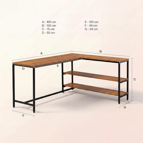Image of Green Soul Thrive L-Shaped Study Table with Book Shelf for Home and Office | Ideal for Students and Adults | 3-Years Assurance | Coach Wood Yellow | Installation Provided