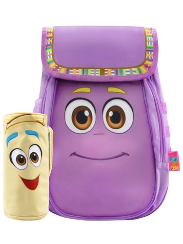 DORA Sac A Dos Et Trousse Pour Fille, Sac D'école Amusant Pour Enfant, Violet, Taille Unique