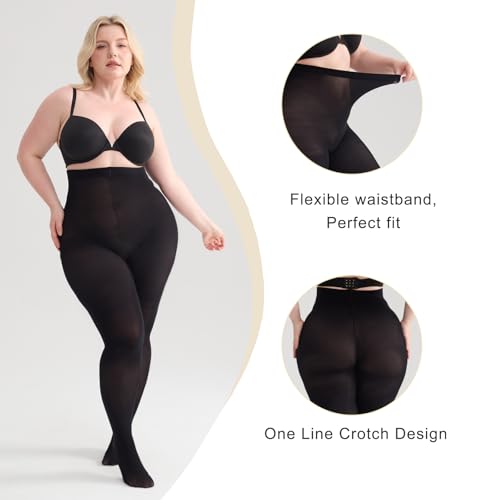 Image of Women's Plus Size Tights High Waist Sheer Semi Opaque Ultra-Soft Pantyhose XL, 2XL, 3XL, 4XL