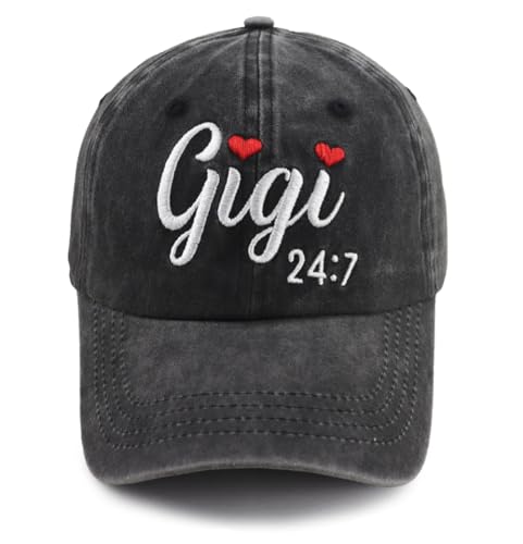 Funny Gigi Gifts for Grandma Mom Mama Grandmother, Embroidery Adjustable Vintage Retirement Gigi Baseball Hats, Best Ever Nana Mimi Caps, Christmas Birthday Gifts for Women Black