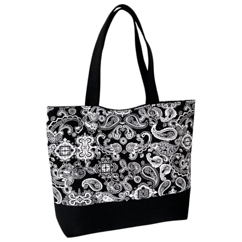 Bolsa de lona feminina de grande capacidade com bolsos internos, bolsa de mão com estampa vintage, bolsa de ombro estilo boho, Estilo 6, 16.9 inches