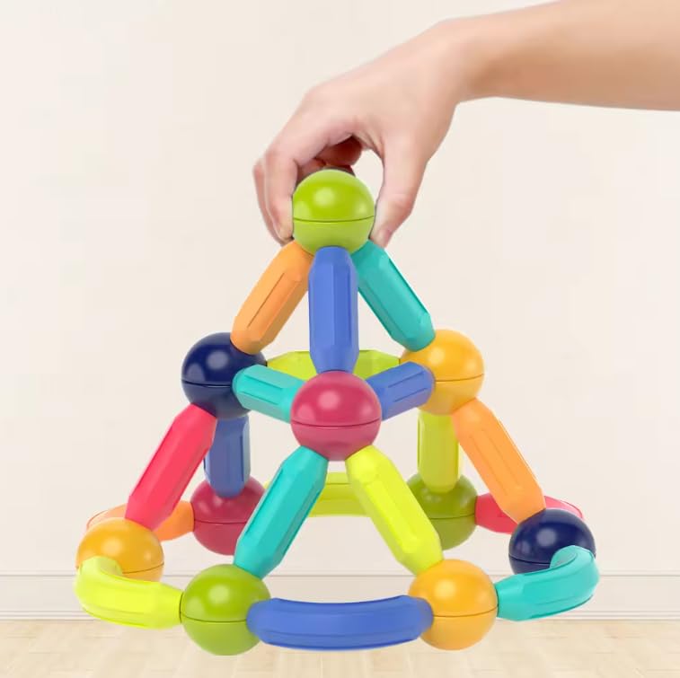 Goyal's Magnetic Blocks Educational Building Toys for Toddlers and Preschoolers, Build a Tower with Blocks, Connecting Bricks to Build Bridges, Multicolor - 25Pcs