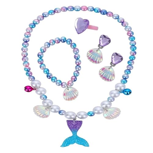 Mermaid Tail Necklace Earrings Bracelet 5 Pc Set