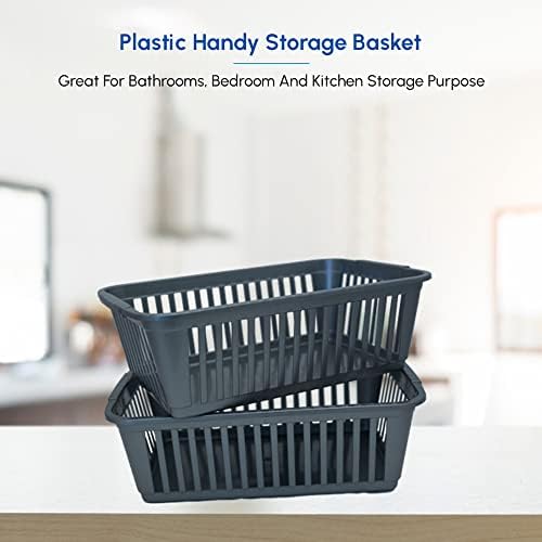 Plastic Handy Basket Storage Basket Great for Bathrooms,Bedroom and Kitchen-.30CM-(SILVER) (10)