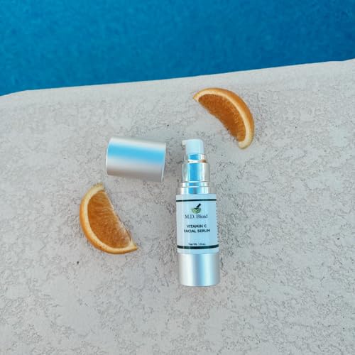 M.D. Blend Vitamin C Serum With L-Ascorbic Acid 10% & Hyaluronic Acid For Skin Illuminating & Anti-Aging, Includes Blend Of Witch Hazel, Aloe Vera, L-Arginine & Glycerin, 1 fl Oz Pump
