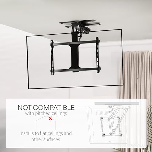 Image of VIVO Electric Flip Down Swiveling Ceiling TV Mount for 32 to 70 inch Screens, Large Motorized Flat Ceiling VESA Mount, App and Voice Control, Black, MOUNT-E-FD70S
