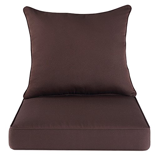 Image of QILLOWAY Outdoor /Indoor Furniture Cushions Set,Replacement Deep Seat Cushion for All WeatherPatio Chair Furniture (Coffee)